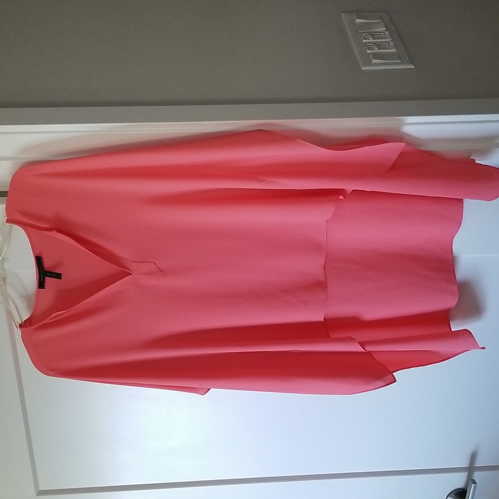 BCBG Max Azria Elegant Tangerine Sheer Tunic Top M/L